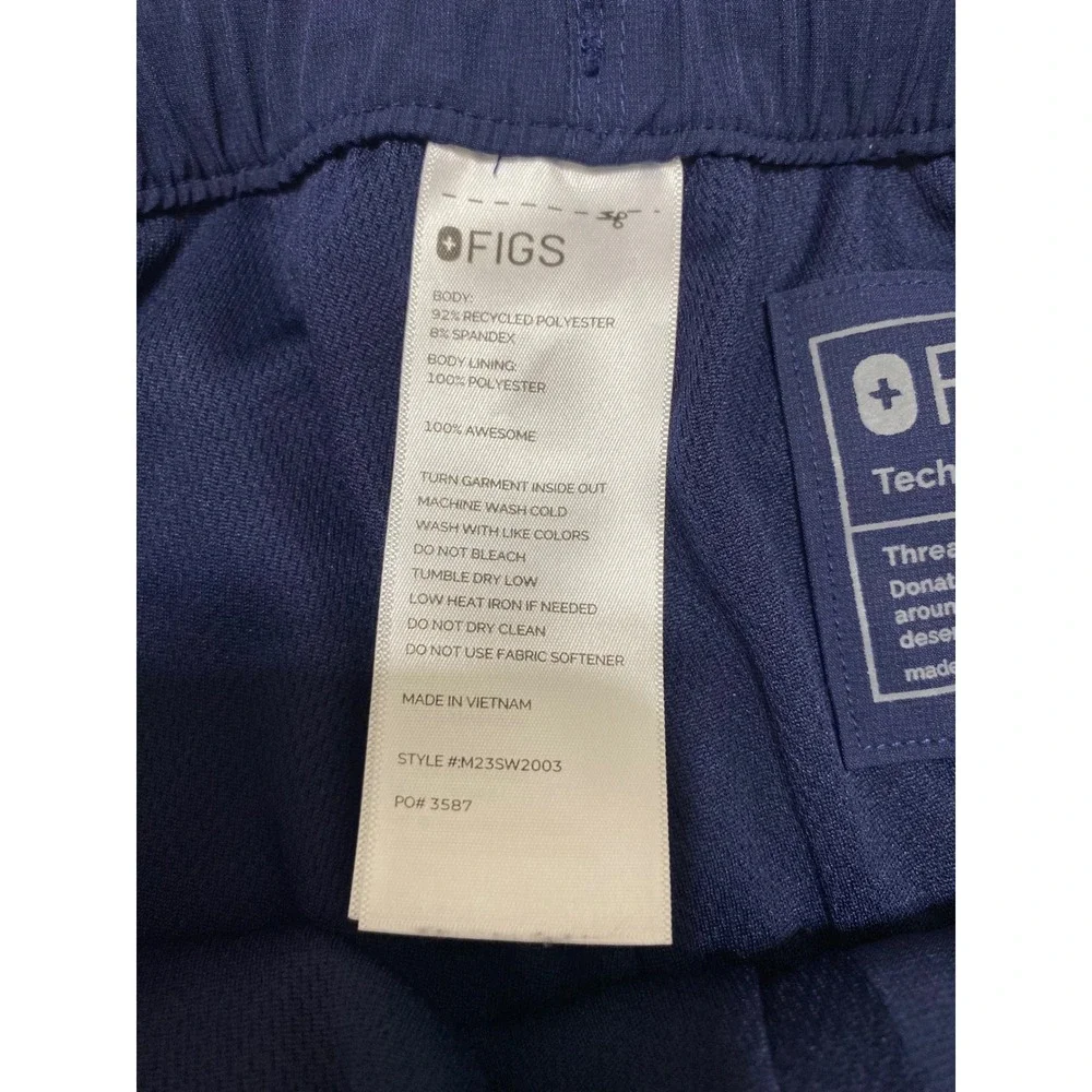 FIGS Technical Collection Mens Navy Blue Scrub Pants Medium Cargo‎ Zip Fly